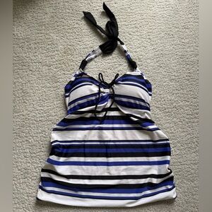 Motherhood Maternity Swim Bathing Suit Top Tankini Size Small Blue Black Beach